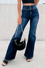 Load image into Gallery viewer, Buttons Elastic Wide Waistband Back Flare Jeans