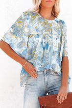 Load image into Gallery viewer, Paisley Print Wide Sleeves Loose Blouse