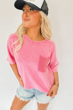 Load image into Gallery viewer, Acid Wash Lace Patch Pocket T-Shirt