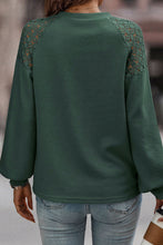 Load image into Gallery viewer, Green Lace Long Sleeve Textured Pullover