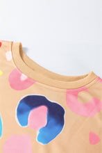 Load image into Gallery viewer, Khaki Multicolor Leopard Printed Drop Shoulder Pullover Sweatshirt