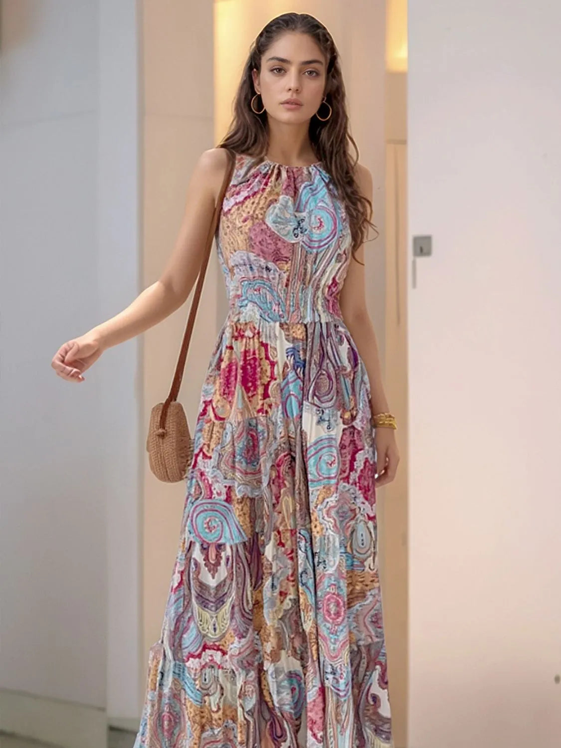 Printed Halter Neck Maxi Dress main image 1