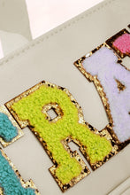 Load image into Gallery viewer, Parchment TRAVEL Chenille Letter Clear PVC Makeup Bag