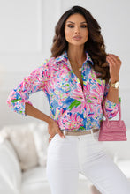 Load image into Gallery viewer, Abstract Floral Print Buttoned Sheath Long Sleeve Shirt