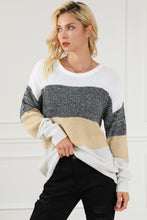Load image into Gallery viewer, Multicolour Color Block Drop Shoulder Knit Sweater