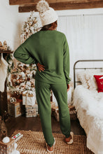 Load image into Gallery viewer, Spinach Green Sequined Christmas Cane Pattern Lounge Sweatsuit
