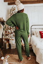 Load image into Gallery viewer, Spinach Green Sequined Christmas Cane Pattern Lounge Sweatsuit