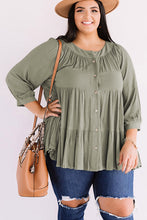 Load image into Gallery viewer, Plus Size Ruffle Tiered Split Neck Shirt
