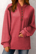 Load image into Gallery viewer, Red Plain Buttoned Henley Sweatshirt