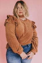 Load image into Gallery viewer, Plus Size Solid Ruffled Tiered Long Sleeve Top