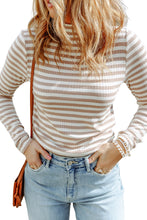 Load image into Gallery viewer, Striped Print Textured Knit Long Sleeve Tee