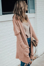 Load image into Gallery viewer, Smoke Gray Ribbed Trim Puff Sleeve Open Cardigan