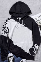 Load image into Gallery viewer, Black Cow Tie Dye Print Pocketed Drawstring Pullover Hoodie