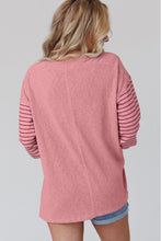 Load image into Gallery viewer, Peach Blossom Colorblock Striped Bishop Sleeve Top