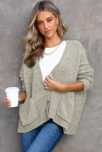 Load image into Gallery viewer, Gray Buttons Front Pocketed Sweater Cardigan
