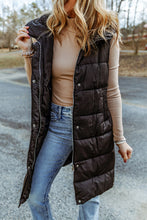 Load image into Gallery viewer, Black Hooded Long Quilted Vest Coat