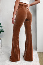 Load image into Gallery viewer, Chestnut Solid Color High Waist Flare Corduroy Pants