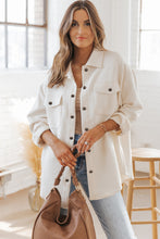 Load image into Gallery viewer, Beige Solid Textured Flap Pocket Buttoned Shacket
