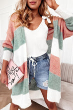 Load image into Gallery viewer, Green Colorblock Stripe Open-Front Cardigan