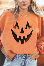 Load image into Gallery viewer, Orange Pumpkin Smile Face Graphic Sweatshirt