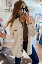Load image into Gallery viewer, Beige Corduroy Buttoned Front Pocketed Shacket