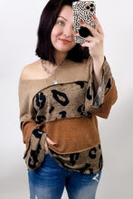 Load image into Gallery viewer, Leopard Colorblock Patchwork V-Neck Loose Sleeve Knit Top