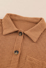 Load image into Gallery viewer, Brown Waffle Knit Button Up Casual Shirt