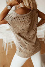 Load image into Gallery viewer, Khaki Pointelle Knit Short Dolman Sleeve Sweater Top