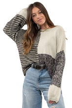 Load image into Gallery viewer, Black Neutral Colorblock Tie Back Sweater