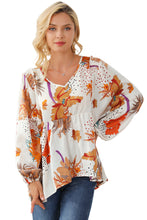 Load image into Gallery viewer, Multicolour Floral Print V Neck Babydoll Blouse