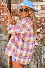 Load image into Gallery viewer, Red Plaid Print Rounded Hem Shirt Jacket