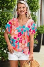 Load image into Gallery viewer, Abstract Print V Neck Dolman Blouse