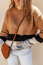 Load image into Gallery viewer, Color Block Striped Ribbed Knit Sweater