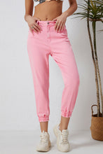 Load image into Gallery viewer, Acid Wash Elastic Cuffed High Waist Jeans