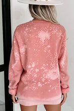 Load image into Gallery viewer, Pink Bleached Round Neck Pullover Sweatshirt