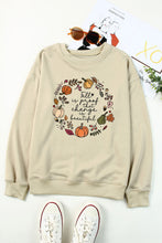 Load image into Gallery viewer, Khaki Fall Vibe Pumpkin Print Round Neck Sweatshirt