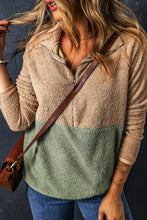 Load image into Gallery viewer, Smoke Gray Two Tones Color Block Half Zip Fleece Sweatshirt
