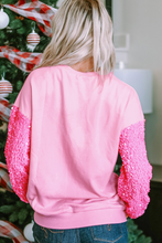 Load image into Gallery viewer, Pink Shiny Father Christmas Graphic Sequin Long Sleeve Top