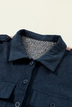 Load image into Gallery viewer, Blue Corduroy Cinched Aztec Back Jacket