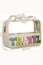 Load image into Gallery viewer, Parchment TRAVEL Chenille Letter Clear PVC Makeup Bag
