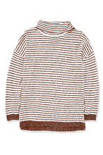 Load image into Gallery viewer, Brown Striped Turtleneck Loose Sweater