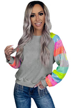 Load image into Gallery viewer, Gray Sequin Color Block Raglan Sleeve Pullover Sweatshirt