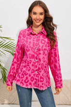 Load image into Gallery viewer, Leopard Print Button Cuffs Raw Hem Jacket