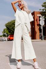 Load image into Gallery viewer, Bright White Textured Loose Fit T Shirt and Drawstring Pants Set