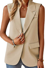Load image into Gallery viewer, Single Button Pocketed Lapel Vest Blazer