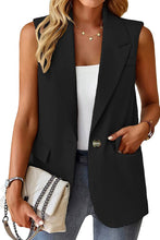Load image into Gallery viewer, Black Single Button Pocketed Lapel Vest Blazer
