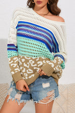 Load image into Gallery viewer, Multicolor Leopard Striped Mix Pattern Knit Crochet Sweater