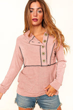 Load image into Gallery viewer, Pink Buttons Front Princess Line Out Seam Hoodie