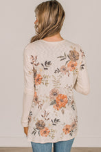 Load image into Gallery viewer, Floral Print Ribbed Knit Slim Fit Cardigan