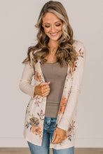 Load image into Gallery viewer, Floral Print Ribbed Knit Slim Fit Cardigan